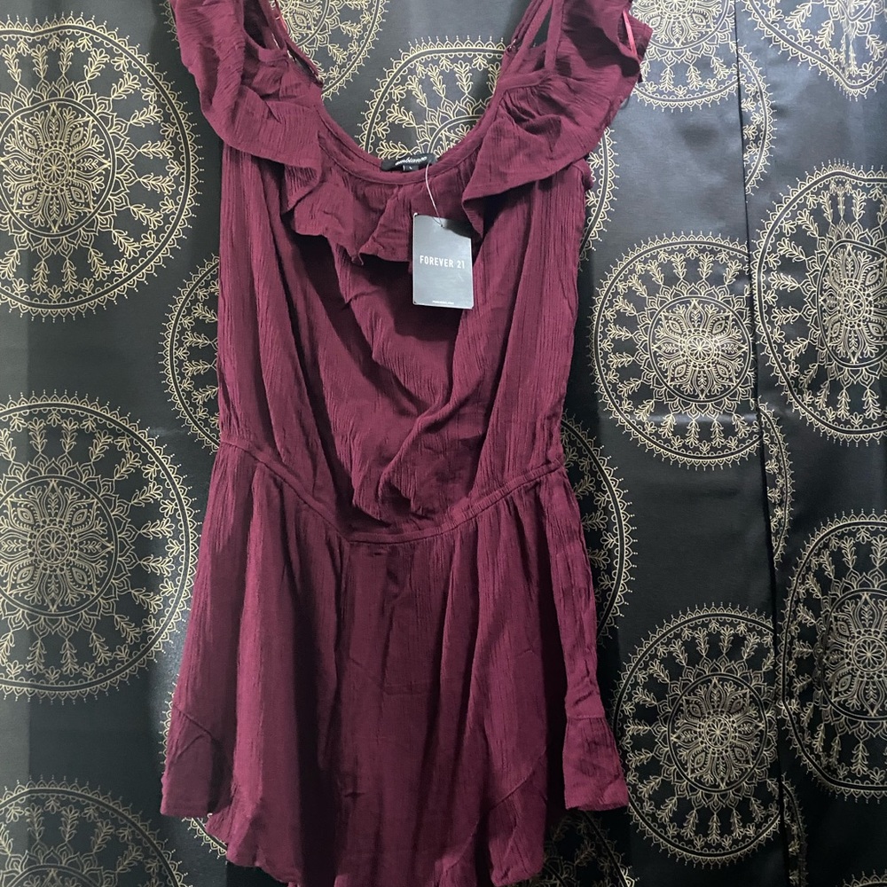 Forever 21 romper jumpsuit dress burgundy maroon purple